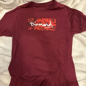 Diamond Supply Co Red Short Sleeve Tee with Graphic